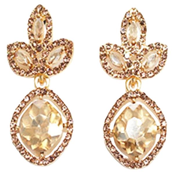 RHINESTONE LEAF TEARDROP DANGLE EARRING