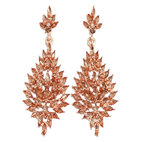 RHINESTONE LEAF CLUSTER DANGLE EARRING