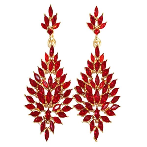 RHINESTONE LEAF CLUSTER DANGLE EARRING