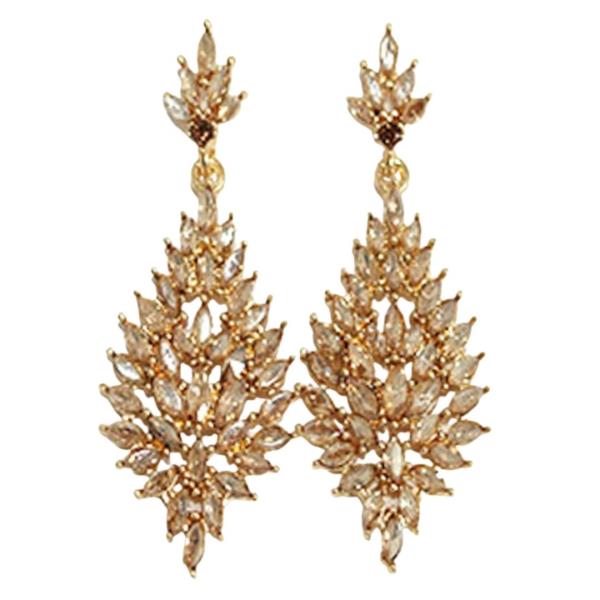 RHINESTONE LEAF CLUSTER DANGLE EARRING