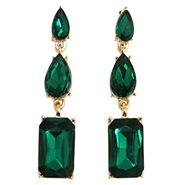 RHINESTONE RECTANGLE GEMSTONE DROP EARRING