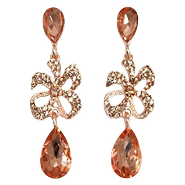 RHINESTONE FLORAL TEARDROP DANGLE EARRING