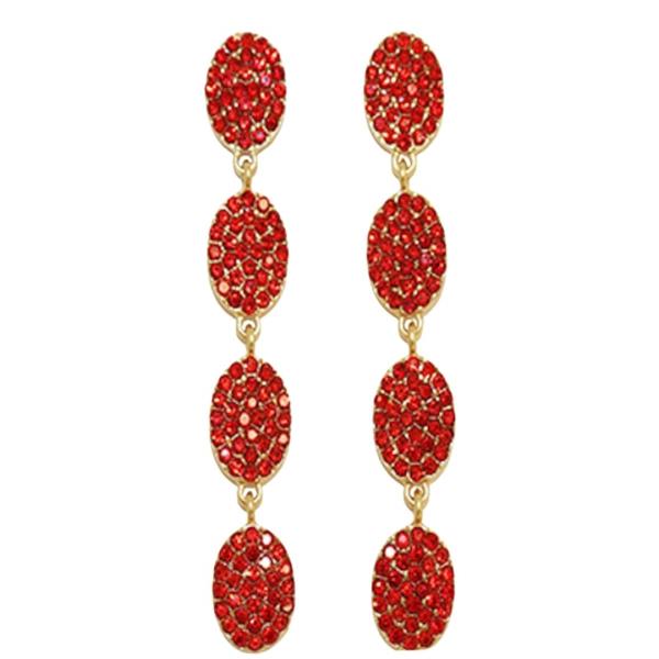 OVAL RHINESTONE CRYSTAL DROP EARRING