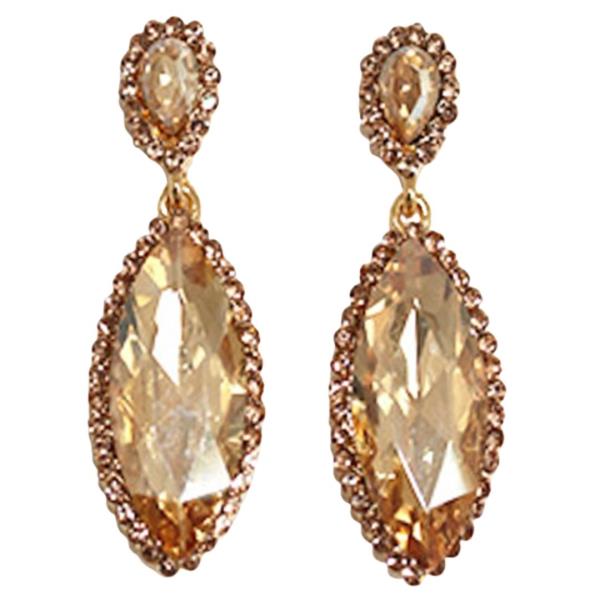 RHINESTONE OVAL MARQUISE CRYSTAL DANGLE EARRING