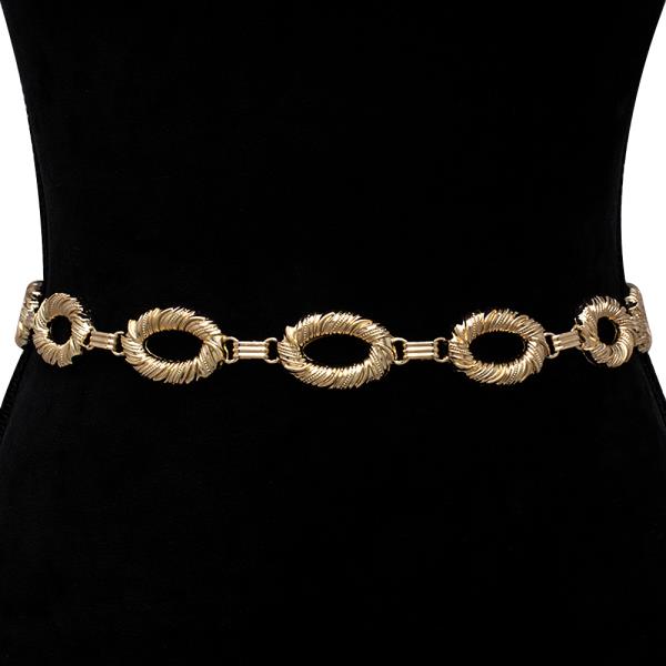 FASHION OVAL METAL DESIGN LINK HOOK BELT