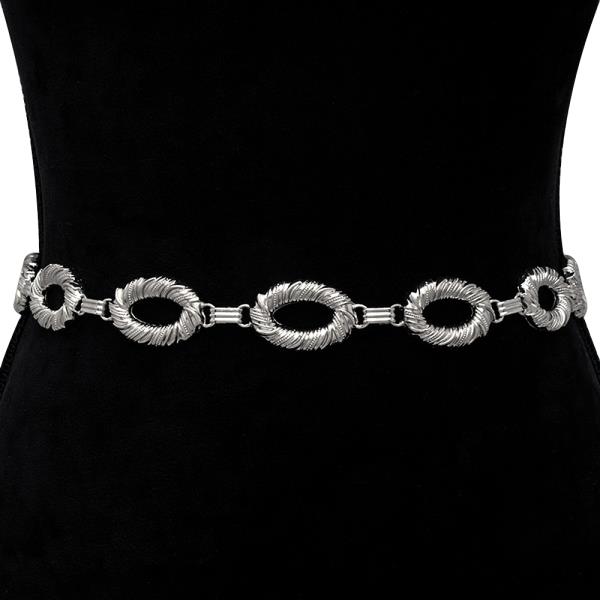 FASHION OVAL METAL DESIGN LINK HOOK BELT
