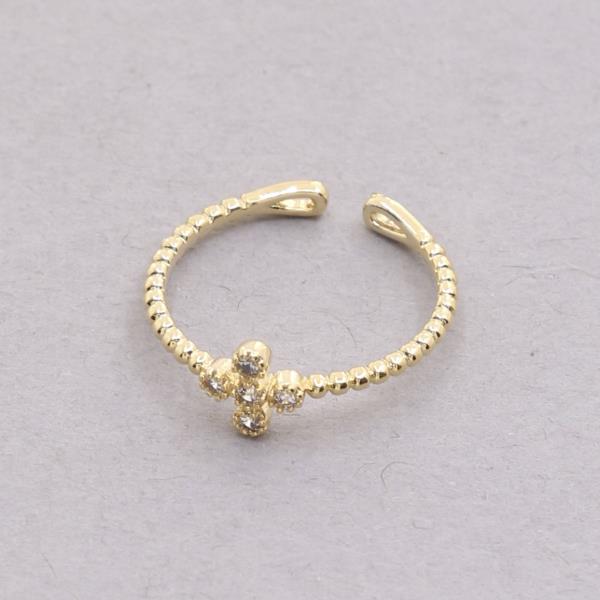 SODAJO CROSS CZ GOLD DIPPED ADJUSTABLE RING