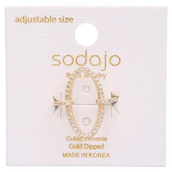 SODAJO OVAL CZ GOLD DIPPED ADJUSTABLE RING