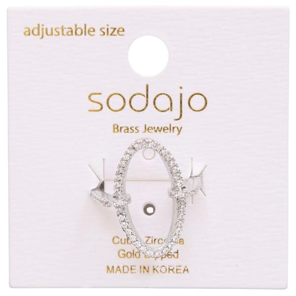 SODAJO OVAL CZ GOLD DIPPED ADJUSTABLE RING