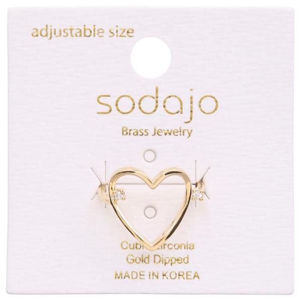 SODAJO HEART SHAPE CZ GOLD DIPPED ADJUSTABLE RING