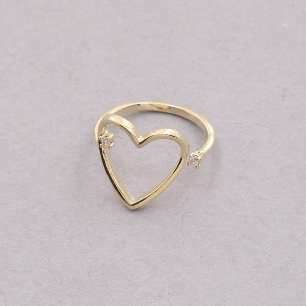 SODAJO HEART SHAPE CZ GOLD DIPPED ADJUSTABLE RING