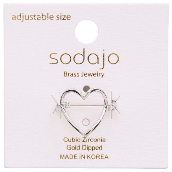 SODAJO HEART SHAPE CZ GOLD DIPPED ADJUSTABLE RING