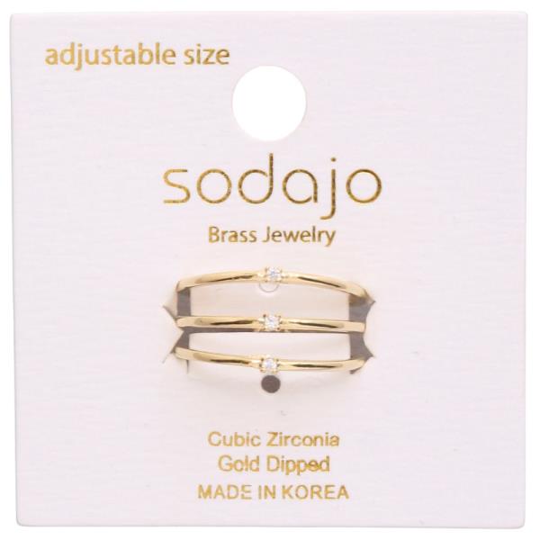 SODAJO CZ GOLD DIPPED ADJUSTABLE RING