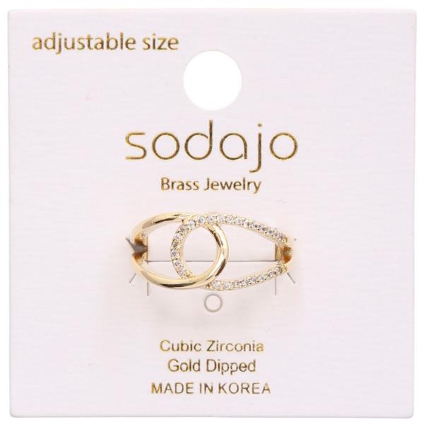 SODAJO OVAL LINK CZ GOLD DIPPED ADJUSTABLE RING