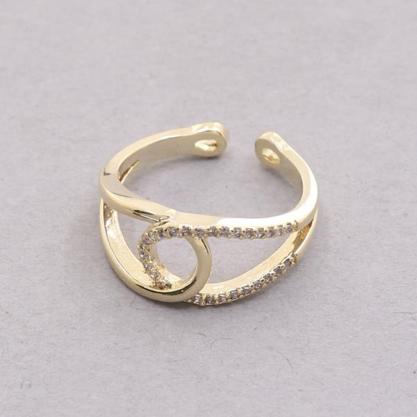 SODAJO OVAL LINK CZ GOLD DIPPED ADJUSTABLE RING