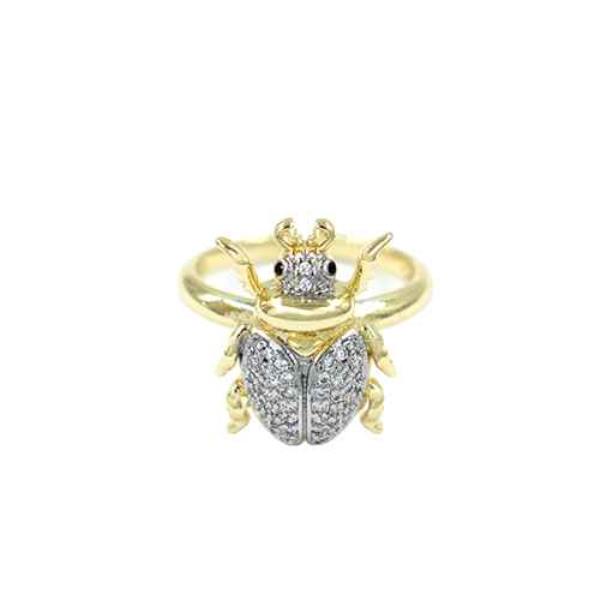 BEETLE RHINESTONE ADJUSTABLE METAL RING