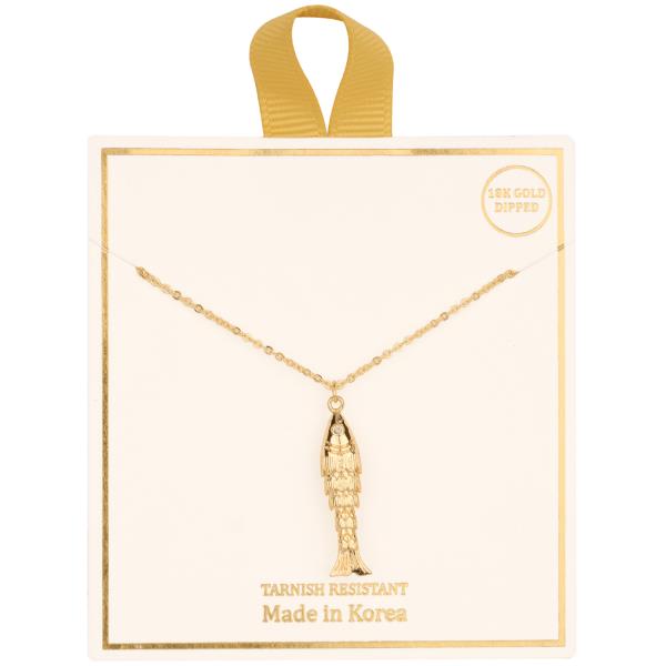 METAL SEA LIFE FISH GOLD DIPPED NECKLACE