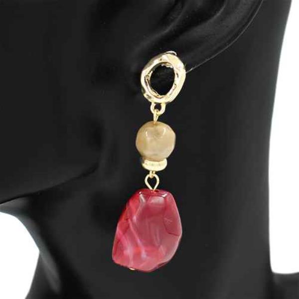 CIRCLE METAL BEADED LINK EARRING