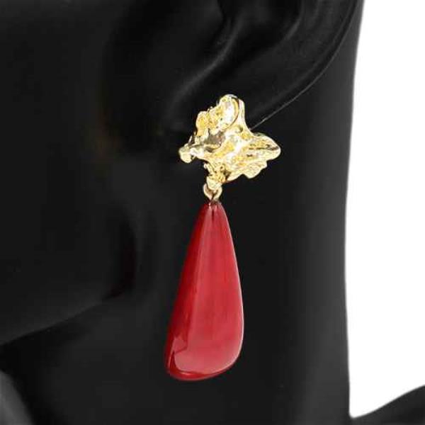 RUFFLE ACETATE BEAD LINK DANGLE EARRING