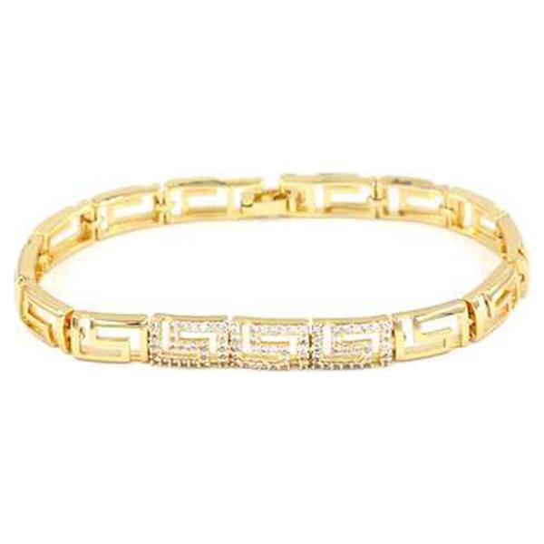 GREEK PATTERN RHINESTONE METAL BRACELET