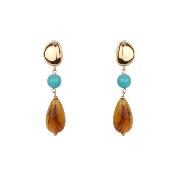 MARBLE MULTI BEAD GOLD DIPPED EARRING