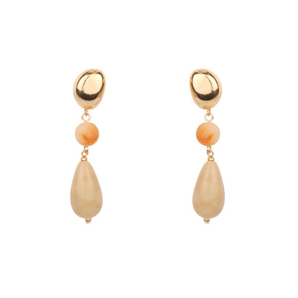 MARBLE MULTI BEAD GOLD DIPPED EARRING