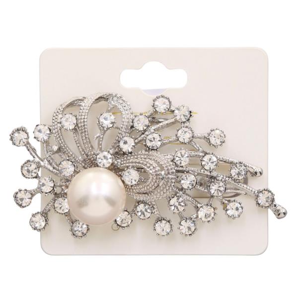 RHINESTONE PEARL BALL BEAD BROOCH