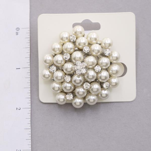 RHINESTONE PEARL BEAD BROOCH