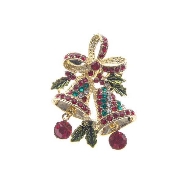 COLORFUL CHRISTMAS BELL BROOCH