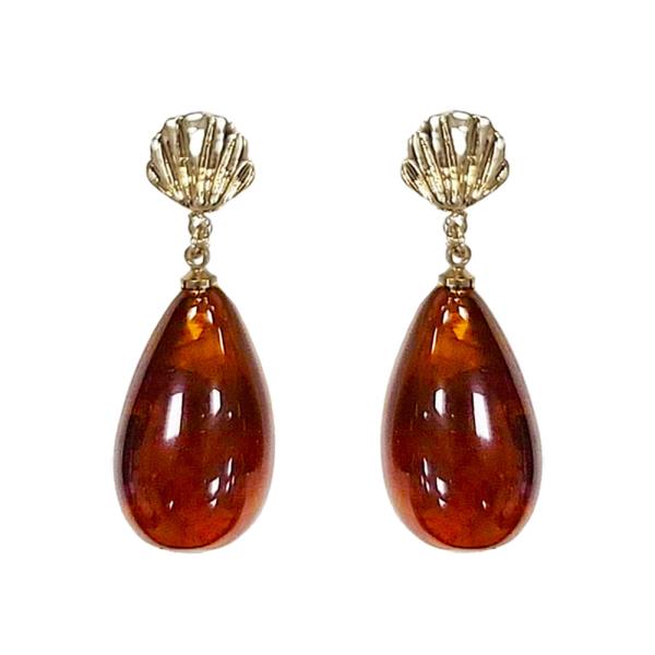 TORTOISE TEARDROP POST EARRING