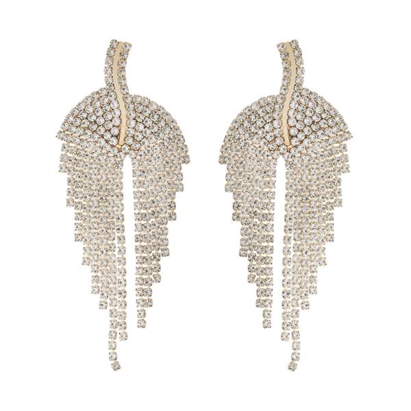 RHINESTONE TASSEL LONG FRINGE EARRING