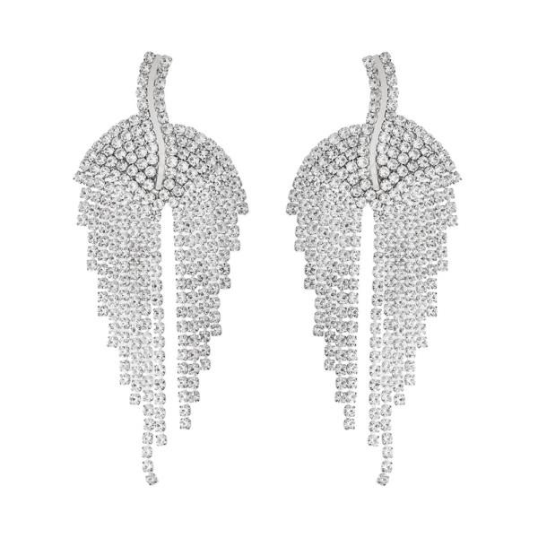 RHINESTONE TASSEL LONG FRINGE EARRING