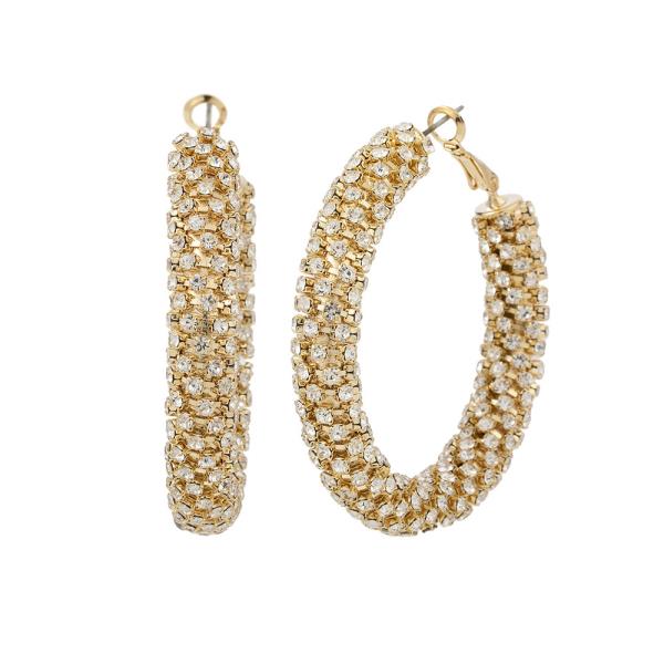 RHINESTONE TUBE HOOP EARRING