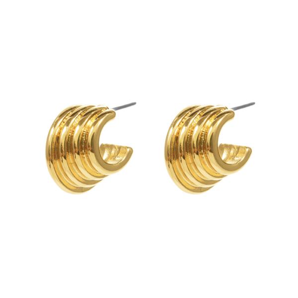 RIBBED LAYERED HOOP EARRING