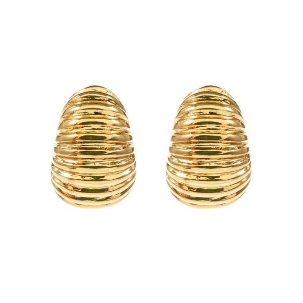 DENSE RIBBED DOME EARRING