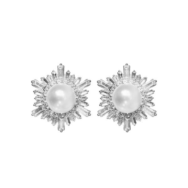 ROUND PEARL SUNBURST EARRING
