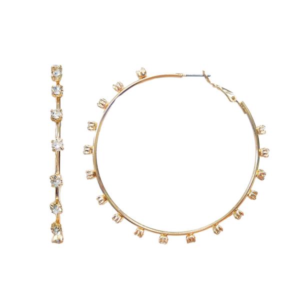 CRYSTAL ROUND HOOP EARRING