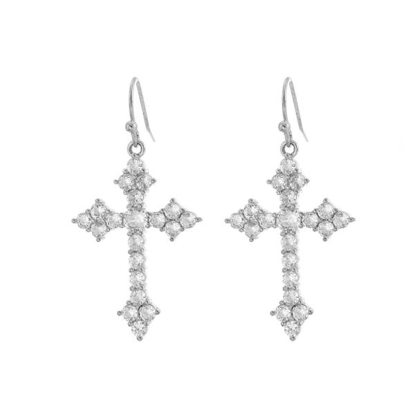CUBIC ZIRCONIA CROSS EARRING