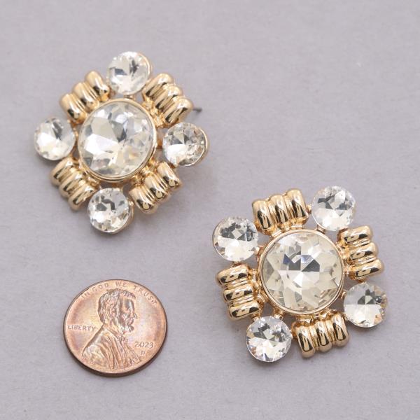 METAL RHINESTONE EARRING