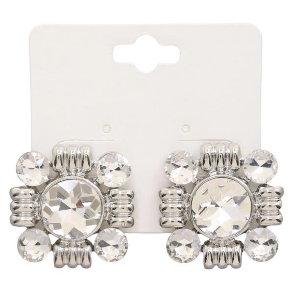 METAL RHINESTONE EARRING