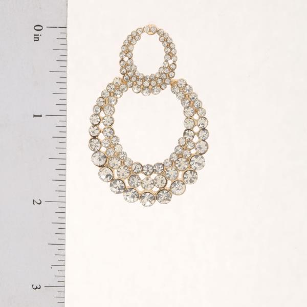DOUBLE OVAL RHINESTONE METAL EARRING