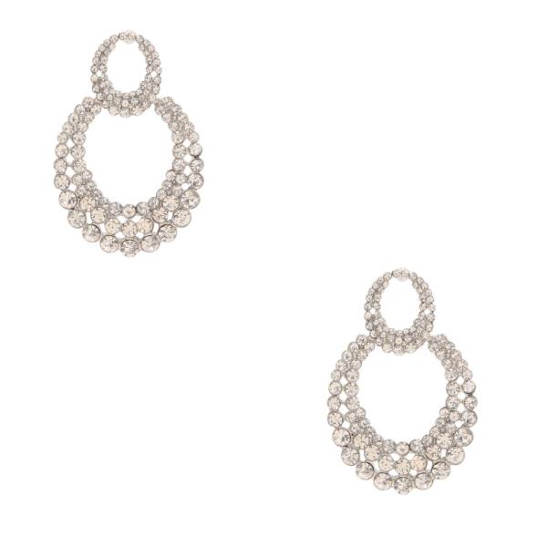 DOUBLE OVAL RHINESTONE METAL EARRING