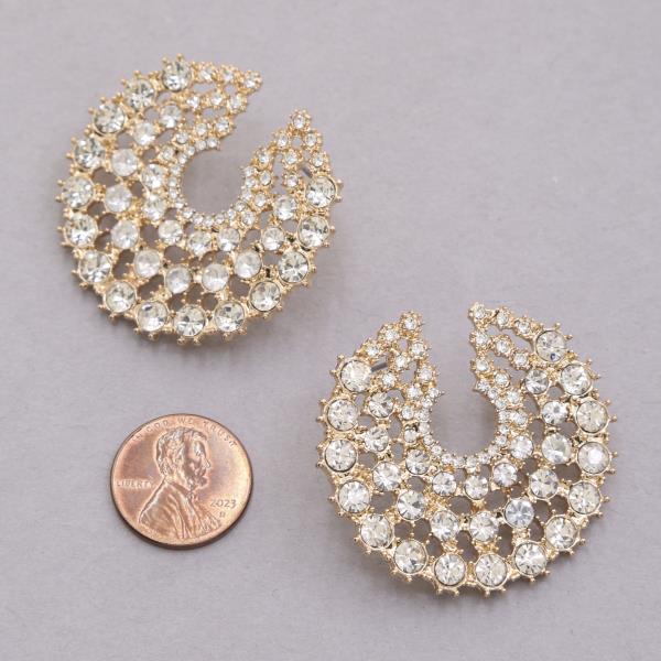 ROUND METAL RHINESTONE EARRING