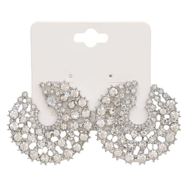 ROUND METAL RHINESTONE EARRING