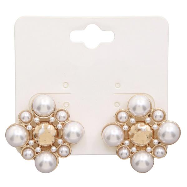 PEARL BEAD METAL EARRING