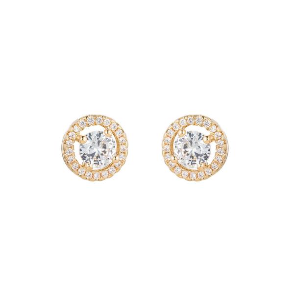 CUBIC ZIRCONIA ROUND HALO STUD EARRING