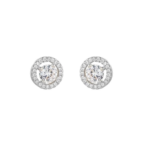 CUBIC ZIRCONIA ROUND HALO STUD EARRING
