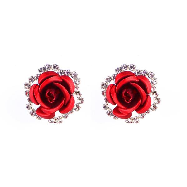RHINESTONE FLOWER POST EARRING