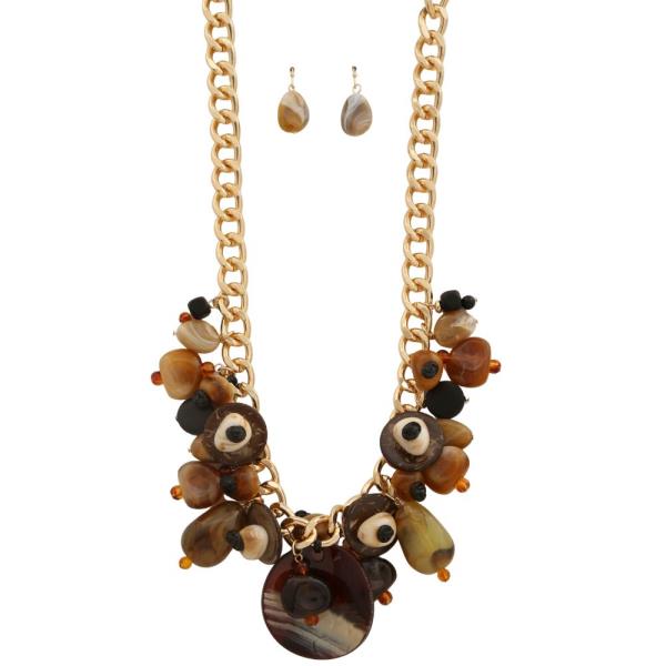 ACETATE FLAT PENDANT BEADED NECKLACE