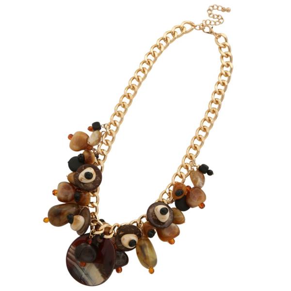 ACETATE FLAT PENDANT BEADED NECKLACE